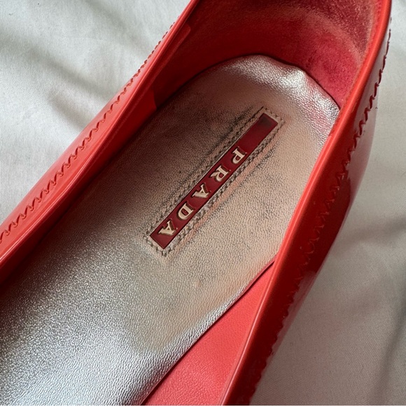 Prada Salmon Patent Leather Kitten Block Heel - Picture 6 of 9